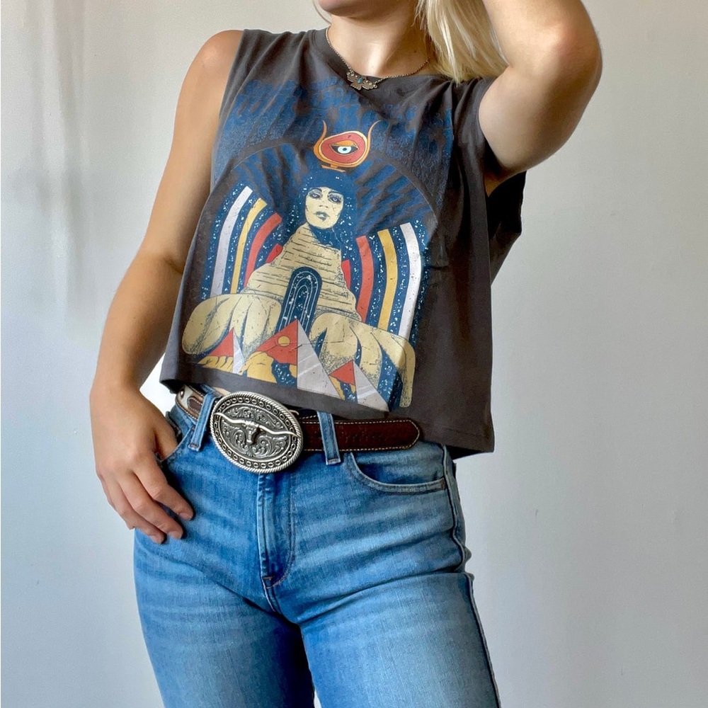 Wrangler Egyptian Cowboy - Vintage style Wrangler crop top baby tee XS